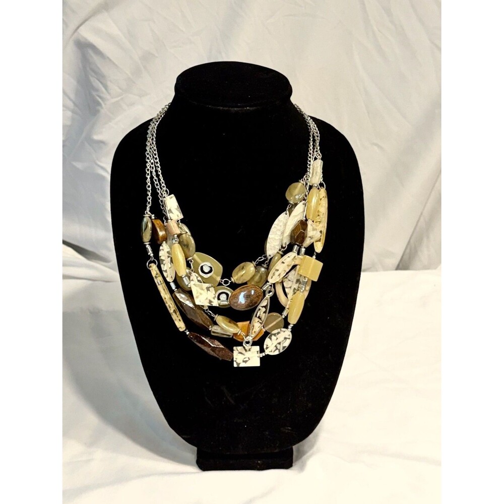 Lucite Faux Stone Multistrand Layered Statement Necklace